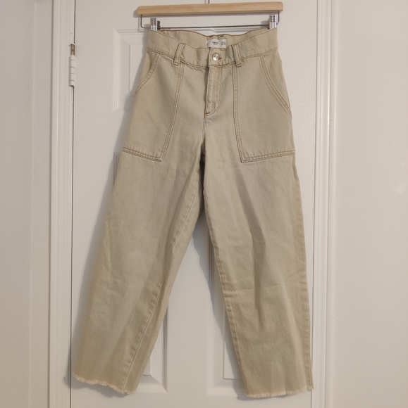 Mango Denim - Mango Contrast Stitching high Waist Culotte Pants